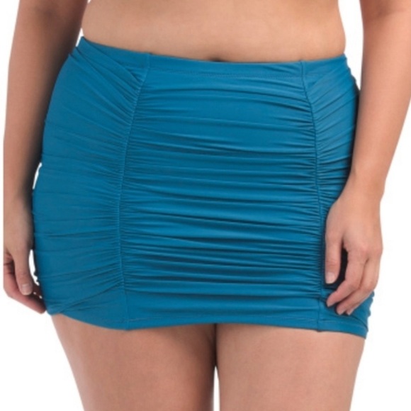 Raisins Curve Plus Costa Ruched High Waist Swim Skirt‎ Blue size 24W - Picture 1 of 10
